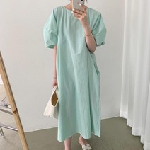 바스락 민트색 여름 벌룬 퍼프 빅사이즈 원피스 5col 여성쇼핑몰 세련된 30대 40대 데일리 코디