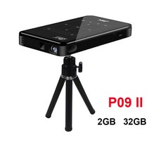 DLP 휴대용 P09 II 미니 프로젝터 스크린 안드로이드 90 4K 와이파이 블루투스 비머 홈 시네마 비디오 4000, 03 Black 2GB 32GB_01 EU 플러그