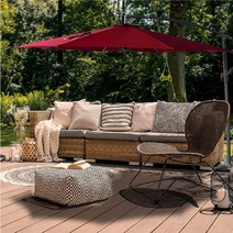 [유니원]폴딩 초대형 원형 가든 원형파라솔 그늘파라솔 캠핑파라솔 야외파라솔 행사파라솔 (물통받침대포함), 1.와인+물통받침대세트