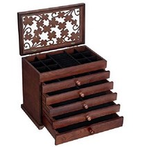 SONGMICS JBC56W 원목 보석함 악세사리 보관함 주얼리 보관 박스