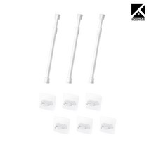 공간의 사소함 미니압축봉 (18cm~70cm) 3P/6P + 무타공 투명 펀칭고리 6P / 12P, 특대(40~70) 3개, 펀칭고리6개