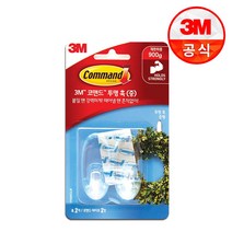 3M™ 코맨드™ ＃17091 투명 훅(중), 흰색, 2개입