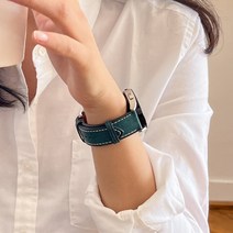 르보 갤럭시워치 5/4/3/2 호환 이탈리안 베지터블 푸에블로 20mm 가죽스트랩, 오르텐시아블루
