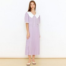 제너럴아이디어 러플 카라 체크원피스 S22D04018