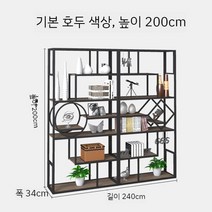 다층 수납 선반 고급 철제 책장 단철 스토리지 스탠드 진열장, E. 240x34x200(결합)