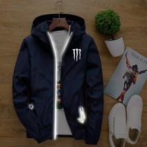 야마하바람막이 혼다 바람막이 오토바이 바이크 자켓 후드집업 빅사이즈 빛반사, 다크 블루 가와사키