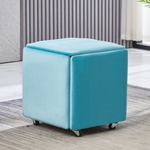 Z3JC 북유럽 다기능 접이식 수납 스툴, 블루[후리스] 도톰한 핏, 46*46【두꺼워진 두께감】식탁에 적합