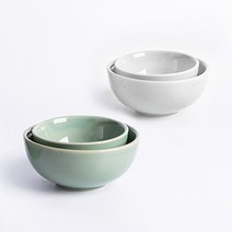단고재 무지 심플 공기대접 1인 세트 (2color), 무지 백자(공기+대접)
