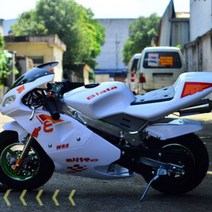 미니 스포츠카 스쿠터 49cc 포켓 바이크 소형 오토바이 모터사이클, 단일사이즈, 빛을 가진 화이트 엘리트E