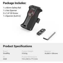 카메라 케이지 nato 레일 왼쪽 또는 오른쪽 조절 가능-3847이 있는 sony 범용, 핸들 3260
