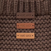 천연소가죽 미니 핸드메이드 가죽라벨 6color, 1개, 체리브라운