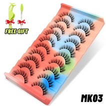 속눈썹 5 10 쌍 3D 밍크 푹신한 부드러운 전경이 볼륨 자연 긴 전자 여자 인조 눈 재사용 가능한 메이크업, 05 10pairs-MK03