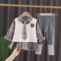 Purplehoney 여자의 가을 정장 2022 새로운 서양식 1-3 살짜리 아기 소녀 가을 옷 아기 세 조각 정장 여름