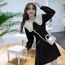카라 원피스 여성 호텔 여행 스커트 긴팔 A라인 846579EA