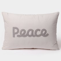 스타일K 북유럽 거실 쇼파 쿠션커버 직사각 자수 레터링 쿠션, 아이보리PEACE