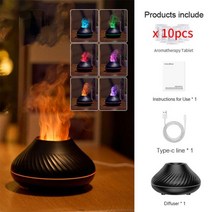 사무실가습기화산 불꽃 아로마 디퓨저 에센셜 오일 램프 130ml USB 휴대용 공기 가습기 컬러 야간 조, 04 A 7color Aroma 10pcs