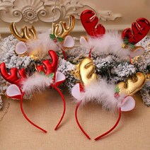 파티 사슴뿔 산타모자 귀여운 헤어 메리크리스마스 머리띠 악세사리, B타입 레드뿔1P