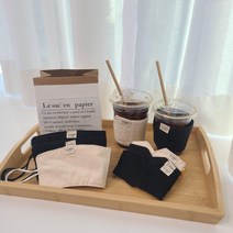 친환경 다회용컵홀더 에코컵홀더 면컵홀더 재사용패브릭컵싸개, 광목심플컵홀더[대폭]+누빔솜안감추가