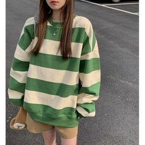 줄 무늬 체크 맨투맨 겨울 여성 후드 티 기모 오버핏 루즈핏 박스티 요즘 유행 커플 아이템