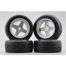 RC 1/10 소프트 고무 도로 자동차 타이어 휠 림 클래식 3s 6mm 오프셋 실버 페인팅 11108 4 피스, [07] rim with 21104