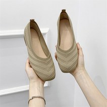 [VY] 여자 엘라스틱 브이 사각 데일리 플랫슈즈