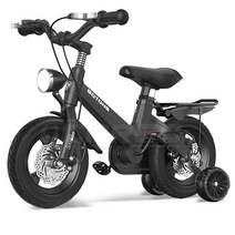 BQTONG 보조바퀴 아동 어린이 네발 자전거 12~18인치 디스크브레이크 강화프레임 [95% 조립 배송], 14인치, 블랙 (일체형 휠+더블 디스크브레이크+뒷좌석)