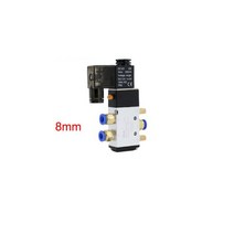 공압 부품 공압 전기 솔레노이드 밸브 5 방향 2 위치 AC220V DC24V 코일 볼트 4/6/8/10/12mm 호스 연결, 03 8mm_01 AC220V