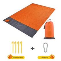 매트 캠핑 특대형 텐트 돗자리 카페트 자충 발포 접이식 러그 2x21m 2x14m 방수 포켓 비치 담요 초경량 휴대용 피크닉 모래 방지 야외, 주황색+200 x 140cm