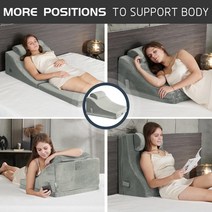 Qirroboni 정형외과 침대 웨지 베개 3개 세트 목 등 및 다리 통증.. 정품보장, Upgraded Chartreuse