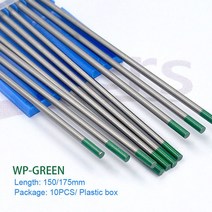 용접봉 TIG 150/175mm 텅스텐 전극 WT20 WC20 WL15 WL20 WP WZ8 ARC 용접기 용, [06] WP, [01] 1.0mm, [01] 150mm x10PCS