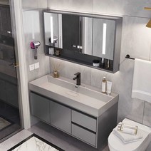 세면대 욕실 하부장 탑볼 언더볼 간이 긴다리 화이트, 60대리석 통합 세면대 + 일반 거울 캐비닛
