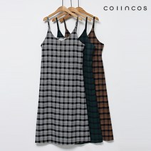 코인코즈 데일리 박스핏 체크 끈 롱 원피스 (IY2AO9010)