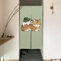 커튼 블라인드 다이소커튼 재미 있고 귀여운 고양이 식당 장식 파티션 드레이프 주방 입구 걸이형 하프 세트, 95x180cm, 05 CLX00467