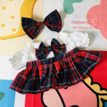 PKTOYS DIY 예쁘다 귀여 봉제오가닉 빵빵덕 오리 인형 옷 애착 만들기 30cm Y09, 학생 스커트 헤어 밴드