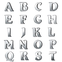 부착형 이니셜 입체문자(은색) 숫자 0번~9번 영문 A~Z, R