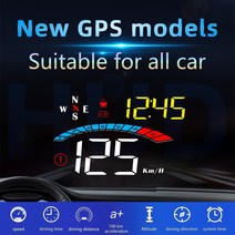 차량 속도계 hud 카플레이 모니터 m16 헤드 업 디스플레이 자동차 gps 게이지 디지털 앞 유리 속도 프로젝터 나침반 전압 kmh mph for all cars 뜨거운 판매, 없음