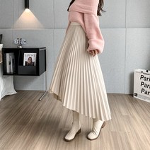 허리 밴딩 주름 롱 스커트 플리즈 플러스 사이즈 레이어드