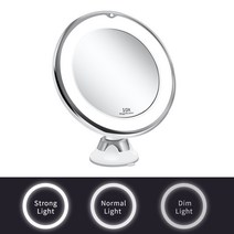 LED 메이크업 스탠드 거울 접이식 360 회전 벽걸이 스탠드 조명 미러, A