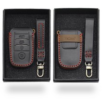 기아 4버튼 소가죽 스마트키케이스 K3 K5 스포티지 쏘울 올뉴쏘렌토, 블랙