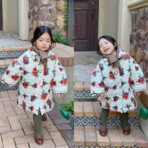 바로배송 로즈 털자켓 코트 여아 겨울 아우터 북유럽풍 수입 의류 자매룩 둥이룩 코디
