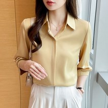여성 드라마 신성한 이혼 셀럽 한혜진 셔츠 고급 새틴 칠부소매 면접 정장 단아한 오피스룩