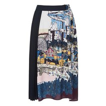 신원아울렛 SI 씨 패턴 프린트 배색 플리츠 스커트 SDSAI2334