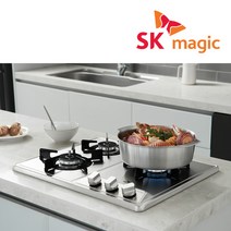 NEW SK매직 3구 빌트인 쿡탑 약불 조절 가스레인지 GRAB32FDD 560x430-440, 배송/설치, LNG