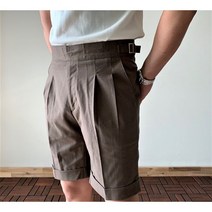 남자 여름 구르카 핀턱 벨트 린넨 반바지