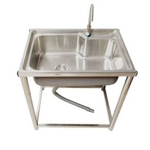 간이개수대 민박 베란다 사무실 보조 탕비실 씽크대, 60x43x75cm + 냉온수 수도꼭지