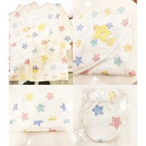 압소바 해피랜드 별별 4SET: (유아; 신생아) [배넷저고리 손싸게 속싸보 모자 세트 상품; 봄; 간절기; 순면]