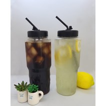 1리터 고급 투명 PET 보틀 1000ml 배달용 다용도 차량용 빨대, 60개, C형, 빨대형