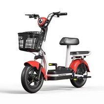 몬테리아 전기자전거 성인 전기 자전거 48V 리튬전지 이륜 D318-12, 12AH-30KM, 붉은색