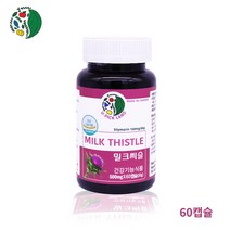 캐나다 실리마린 밀크씨슬 500mg 60캡슐 2달분 서양민들레 아티초크 간건강 숙취해소 식약처식약청 인증 인정 건강기능식품, 1캔, 실리마린500mgx60캡슐