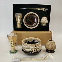 차선 말차 도구 4종 세트 황죽 일본식 핸드메이드 백본입 다선 말차잔, 화이트 말차잔 + 블랙 다선립 세트